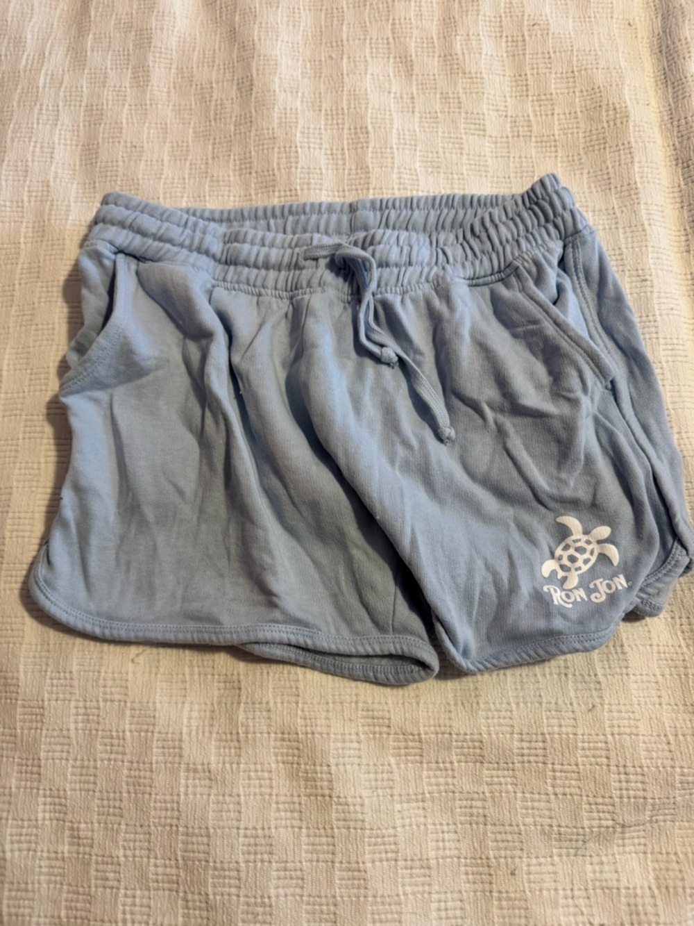 Ron Jon Light Blue Women's Athletic Lounge Shorts with Turtle Logo